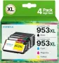 Нови 953XL мастилници 4 цвята HP OfficeJet Pro 8710 8720 8730 8740 7720 7740 принтер мастило печат, снимка 1
