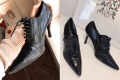 Черни кожени токчета ZARA, снимка 1 - Дамски обувки на ток - 44496505