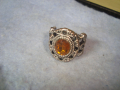 Стар ПОСРЕБРЕН АРТ НУВО АЖУРНО ИЗРАБОТЕН СКЪПОЦЕНЕН МЕДЕН ПРЪСТЕН с ФАСЕТИРАН ЦИТРИН 21098, снимка 10