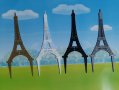 4 цвята Айфелова Кула пластмасов топер украса декор за торта, снимка 1 - Други - 30161125