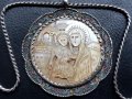Сребърна 84 Царска Русия 1890 нагръдна Икона панагия кръст, снимка 2