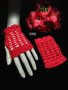 Ръчно плетени фини дантелени ажурни ръкавици с панделки от тюл , снимка 1 - Ръкавици - 42298982