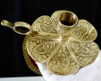 Викториански бронзов свещник,детелина,орнаменти. , снимка 4