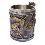 Код 94170 Стилна чаша от полирезин с релефни декорации - герои, мечове, щитове и брадва, снимка 2