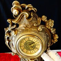 Бронзов механичен каминен часовник,барок. , снимка 3 - Антикварни и старинни предмети - 31446709