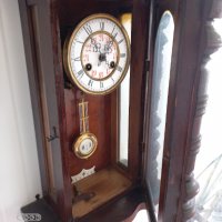 Стар стенен механичен часовник дърворезба , снимка 5 - Антикварни и старинни предмети - 37876537