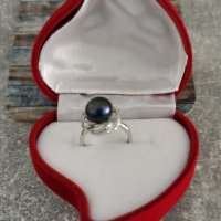 Сребърен пръстен с перла в луксозна кутия, снимка 4 - Пръстени - 34878544