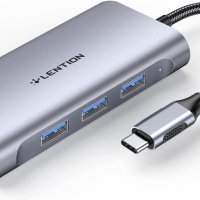 LENTION USB C хъб с 4K HDMI, Gigabit Ethernet, 3хUSB 3.0, Type C PD, снимка 2 - Други - 37872870