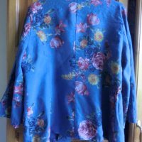 синьо сако на цветя 100%лен, снимка 5 - Сака - 40608042