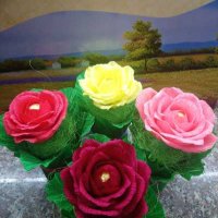 Хартиени рози- ръчна изработка, снимка 6 - Изкуствени цветя - 31989999