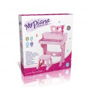 Пиано със стол и микрофон Musical Set 37 клавиша Розово 989215, снимка 2 - Музикални играчки - 36736653