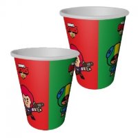 Брау Броу Старс Brawl Stars Бролстарс двуцветни 8 бр картонени чаши парти рожден ден, снимка 1 - Чаши - 37668489