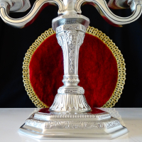 Френски готически двоен свещник от калай 1.5 кг. , снимка 14 - Антикварни и старинни предмети - 44620463