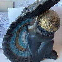 Масивна фигура ангел, гипс, снимка 3 - Антикварни и старинни предмети - 38425982