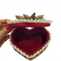 Кутия за бижута, Сърце, Ръчна изработка, Естествени раковини, 11х14 см, снимка 2 - Морски сувенири - 37251563