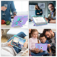 Удароустойчив калъф за iPad 10-то поколение 10,9" 2022 GUAGUA, лилаво/мента, снимка 7 - Таблети - 44762136