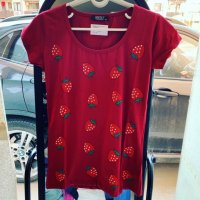 Дамска тениска с принт ягодки, снимка 1 - Тениски - 29614867