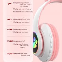 Безжични слушалки с котешки уши със Led светлини/Слушалки коте/, снимка 10 - Bluetooth слушалки - 36754960