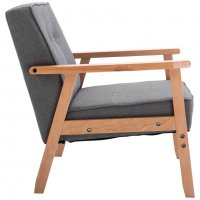 Фотьойл/кресло Homcom лен/естествен бук внос от Германия, снимка 3 - Дивани и мека мебел - 38060537