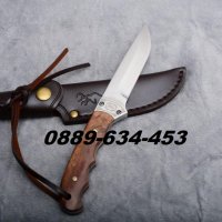 Уникат Ловен Нож С Кожена Кания и орех за дране Ножове Browning, снимка 5 - Ножове - 32175490