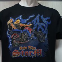 Нова мъжка тениска с трансферен печат Into The Storm, мотористи, светкавици, снимка 2 - Тениски - 28301072