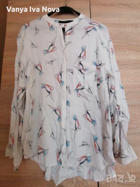 Zara бяла риза на птици, снимка 1