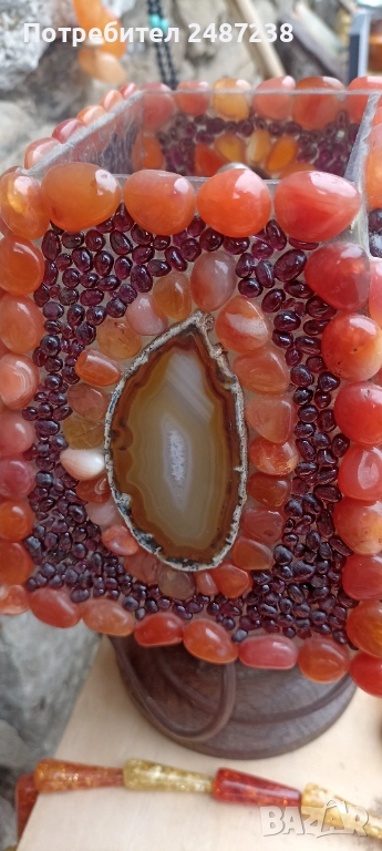 Чифт настолни лампи с полускъпоценни камъни и минерали, снимка 1