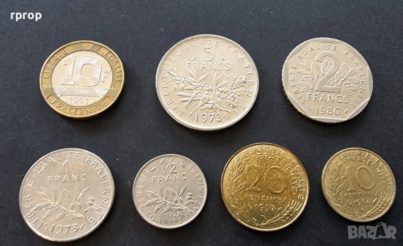 Монети. Франция.Френски франк . 7 бройки., снимка 1