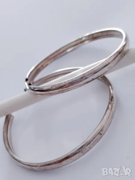 Сребърни обици халки големи С, снимка 1