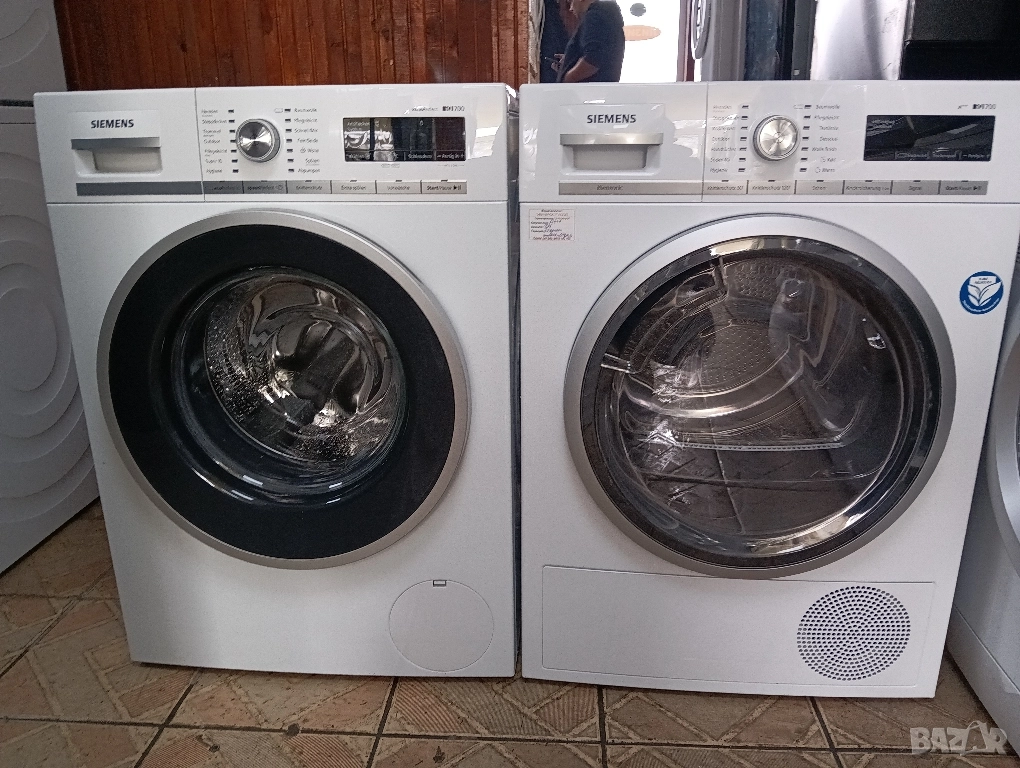 Комплект пералня и сушилня с термопомпа Сименс Siemens IQ 700 A+++ 8кг 2 години гаранция!, снимка 1