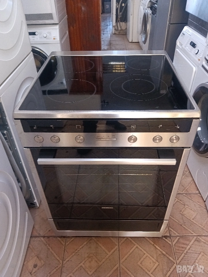 Иноксова свободно стояща печка с керамичен плот Сименс Siemens с две години гаранция!, снимка 1