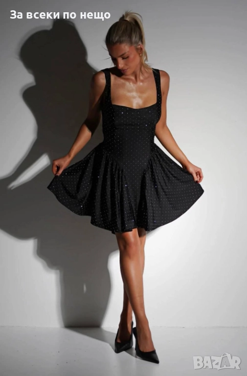 Black Weekend💯✅🖤 Дамска Черна Къса Рокля Код A1205, снимка 1