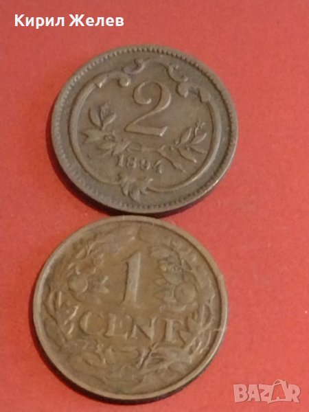 Две монети 2 хелера 1894г. Австрия/ 1 цент 1954г. Недерландия за КОЛЕКЦИОНЕРИ 31488, снимка 1