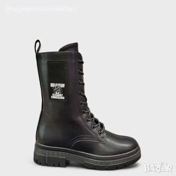 Дамски боти високи с цип и връзки , снимка 1