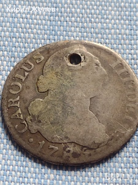 Сребърна монета 2 реала 1785г. Карлос трети Мадрид Испания 13785, снимка 1