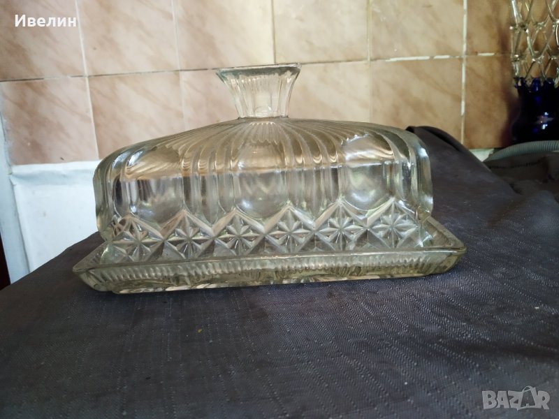 стара кристална купа за масло арт деко, снимка 1