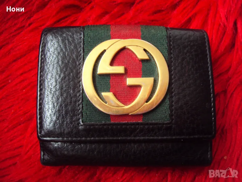 Дамско портмоне на Gucci  Естествена Кожа Златна Gucci Емблема, снимка 1