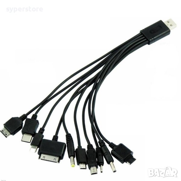 Кабел USB, 10 накрайника Digital One SP00882 Micro USB, Type C, Mini USB, Lightning, 10in1 , снимка 1