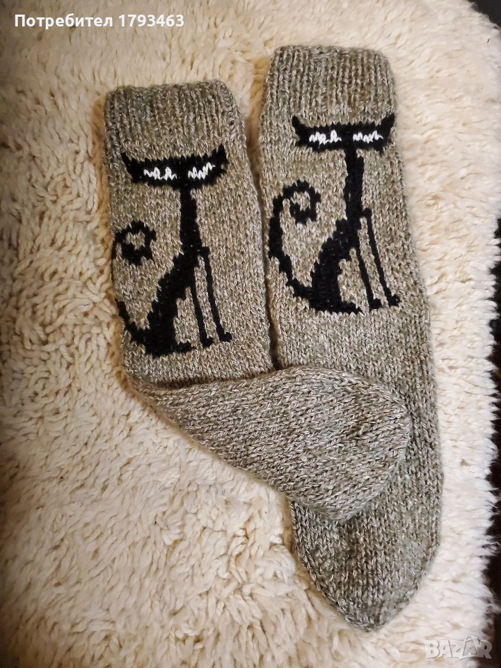 Ръчно плетени мъжки  чорапи от вълна. Размер 44, снимка 1