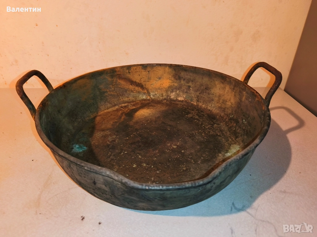 Медна тава с железни дръжки 17, снимка 1