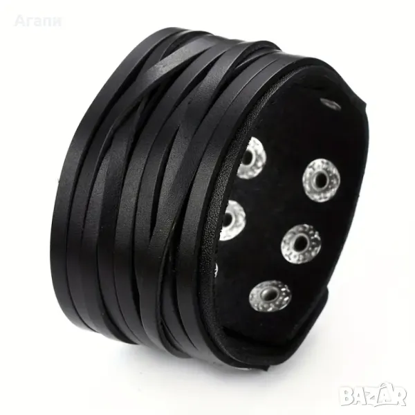 Мъжка кожена гривна внос от чужбина нова регулираща, снимка 1