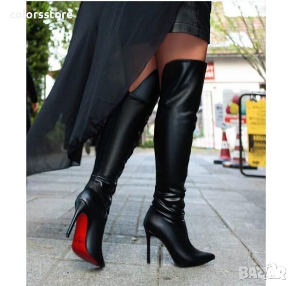 Ботуши на ток - черна кожа - 1105, снимка 1