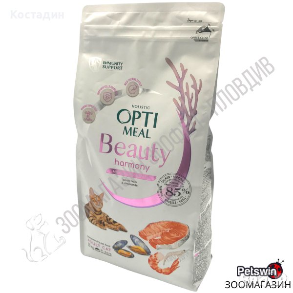 OptiMeal Beauty Harmony Mild Calmfing Effect Adult Cat - 1.5кг/4кг - Суха храна за Котки, снимка 1