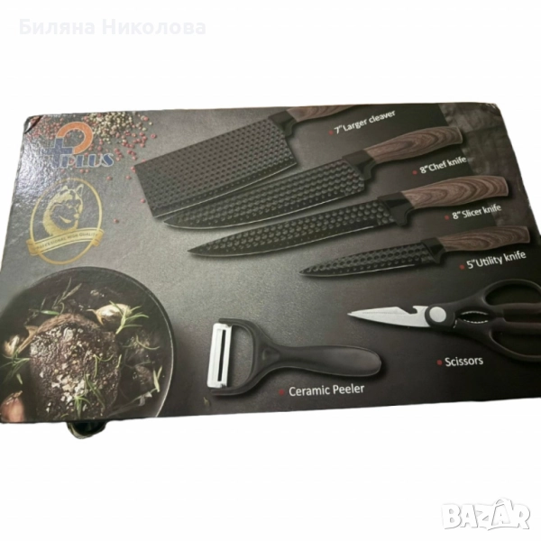 Стилен и практичен кухненски комплект ножове – 6 части, снимка 1