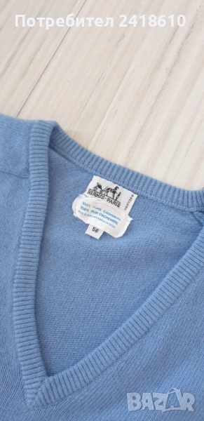 Hermes Paris 100% Cashmere Knit V - Neck Mens Size 56 - XL / 2XL ОРИГИНАЛ! Мъжки кашмирен Пуловер!, снимка 1