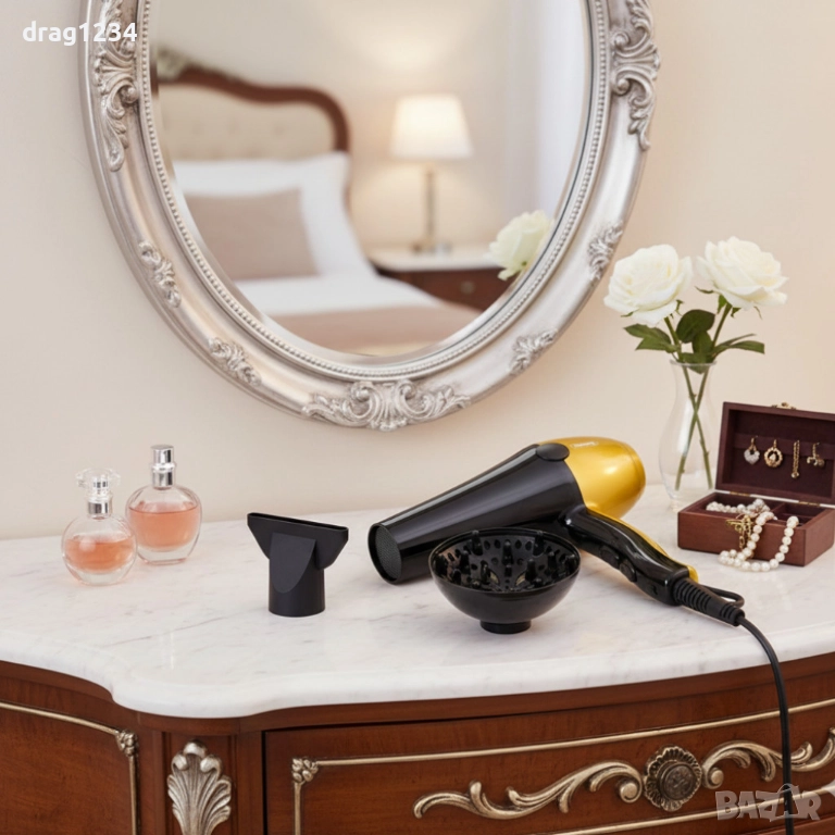 Сешоар Rosberg 2000W с дифузер – Бързо сушене, повече обем и пълен контрол всеки ден, снимка 1