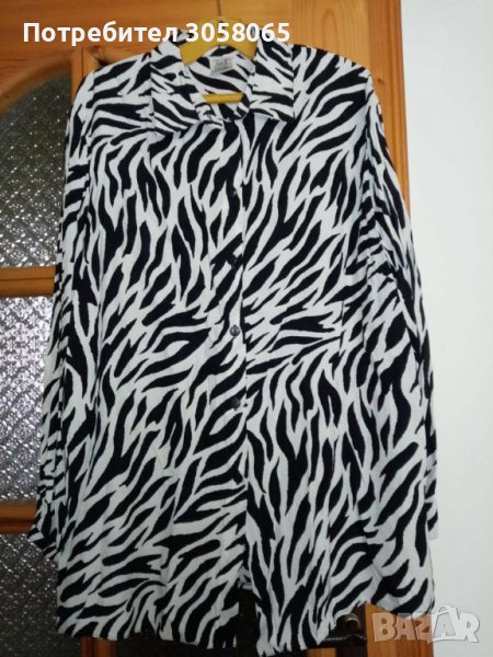 риза с тигров принт в черно и бяло, снимка 1