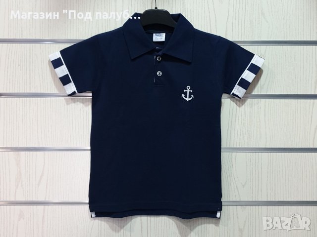 Нова детска блуза тип lacoste и щампа котва с яка, 5-6 години, снимка 2 - Детски ризи - 30326271