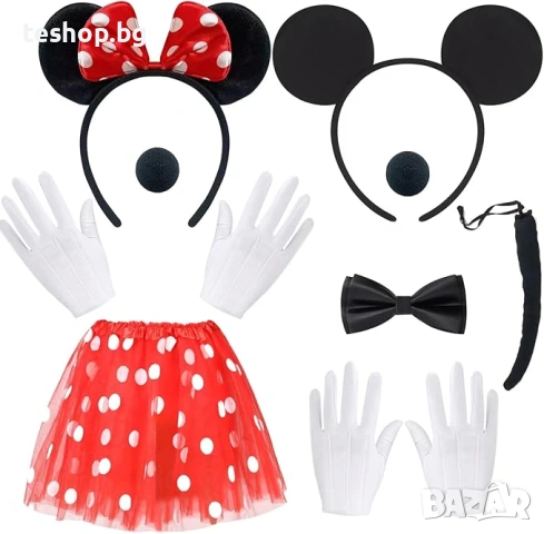 Костюм аксесоари на Мини и Мики маус 2 броя комплект