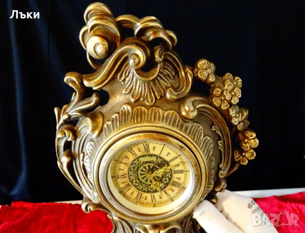Бронзов механичен каминен часовник,барок. , снимка 3 - Антикварни и старинни предмети - 31446709